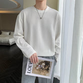 Hearujoy Summer Pleated T Shirt Men Fashion Solid Color Casual Long-sleeved T-shirt Men Korean Loose Oversize Ice Silk Tshirt Mens Tops